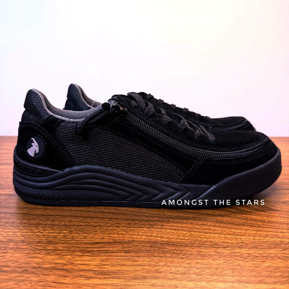 Billy Footwear Comfort Classic Low Black Suede & Mesh Zip Up Sneakers Shoes